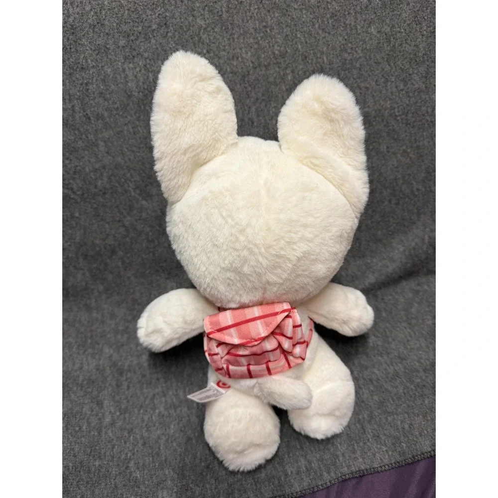 Target Bullseye Dog Plush  White Stuffed Animal w/ Ladybug  Plaid Backpack 10